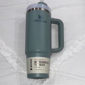 30oz dark green & green color Stanley Tumbler with straw lid